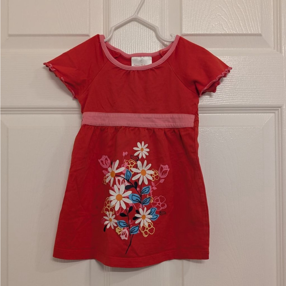 Baby Hanna Andersson Casual Dress Red Pink Floral 12-18 Months